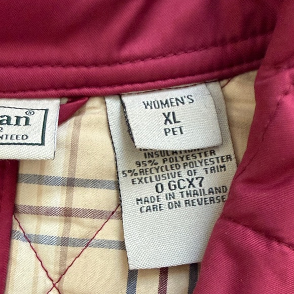 LL Bean Cranberry Quilted Jacket/Coat Extra Large Petite - Picture 8 of 14